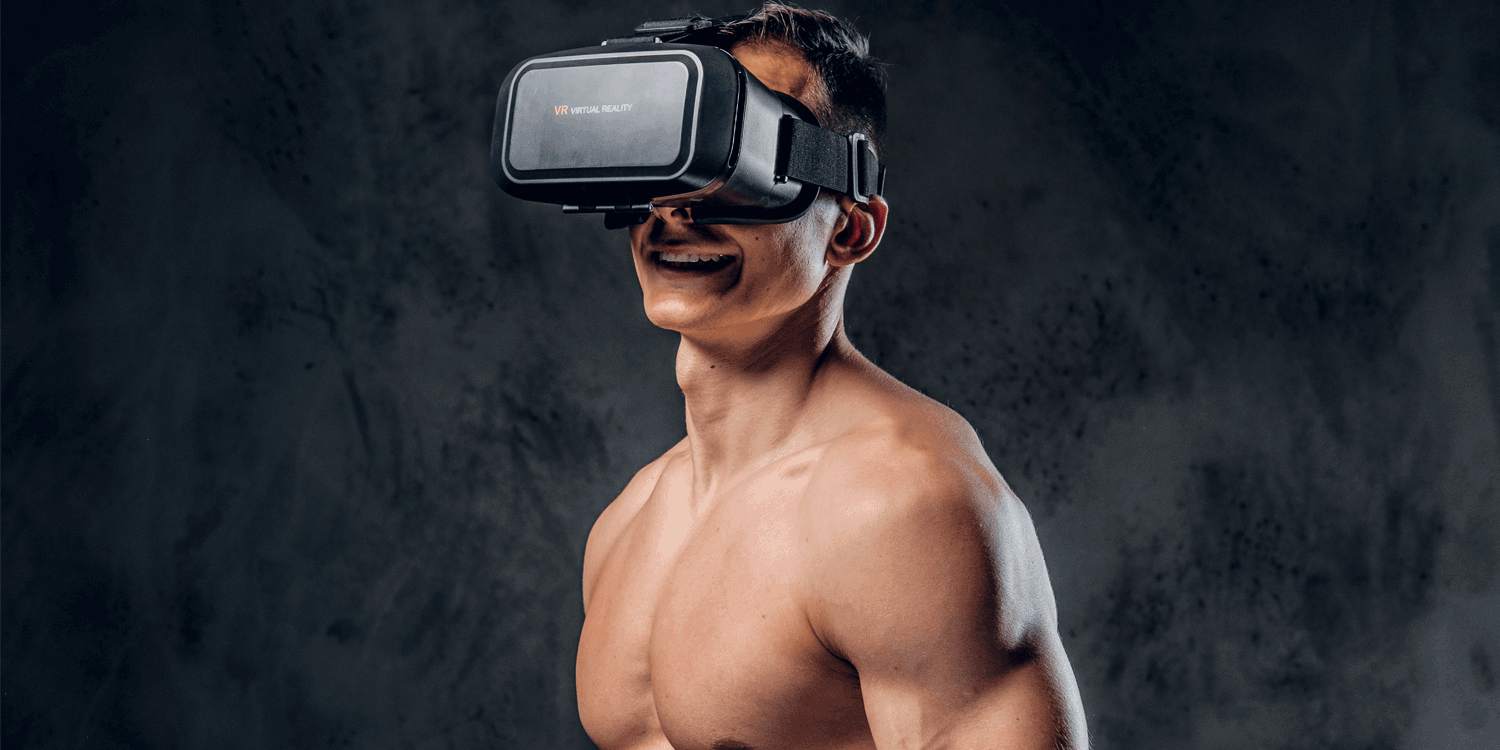 Muscular Guy In VR Helmet