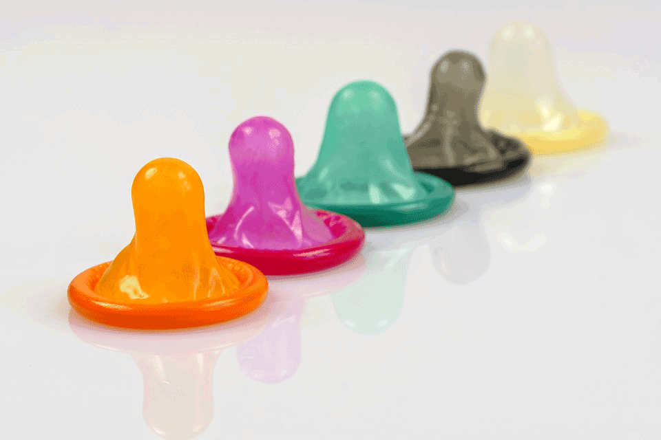 Five Multicolored Condoms